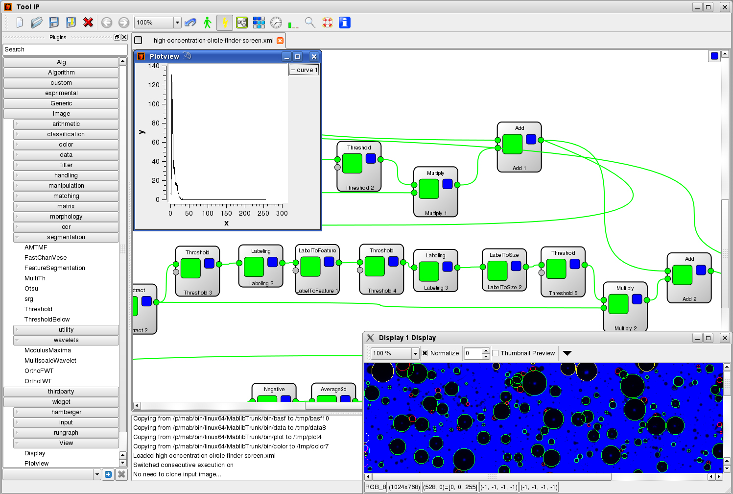Screenshot von der grafischen Benutzeroberfläche ToolIP zur Erstellung von Bildverarbeitungslösungen
