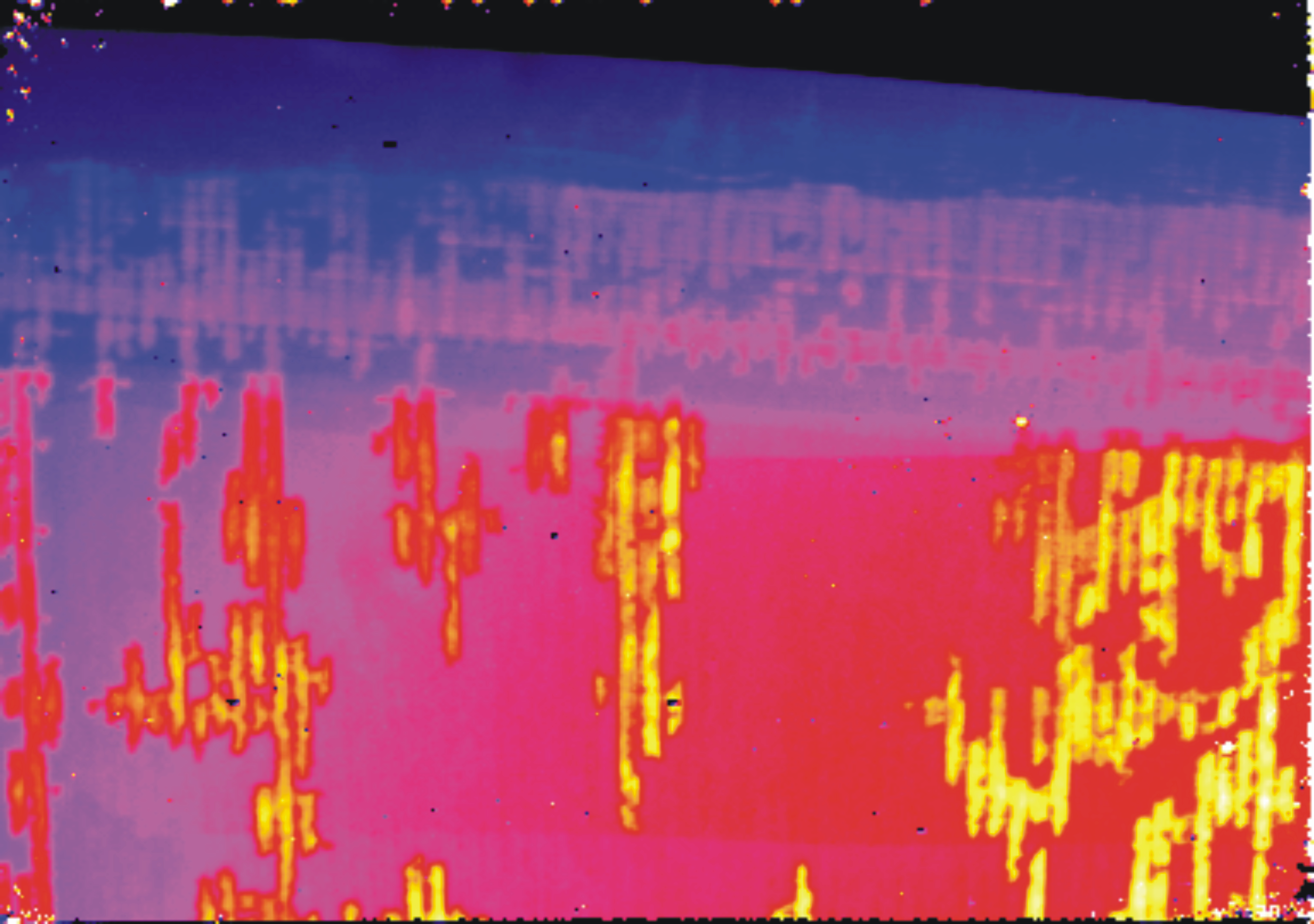 thermische Ansicht von Lufteinschlüssen mittels Wärmeflussthermographie