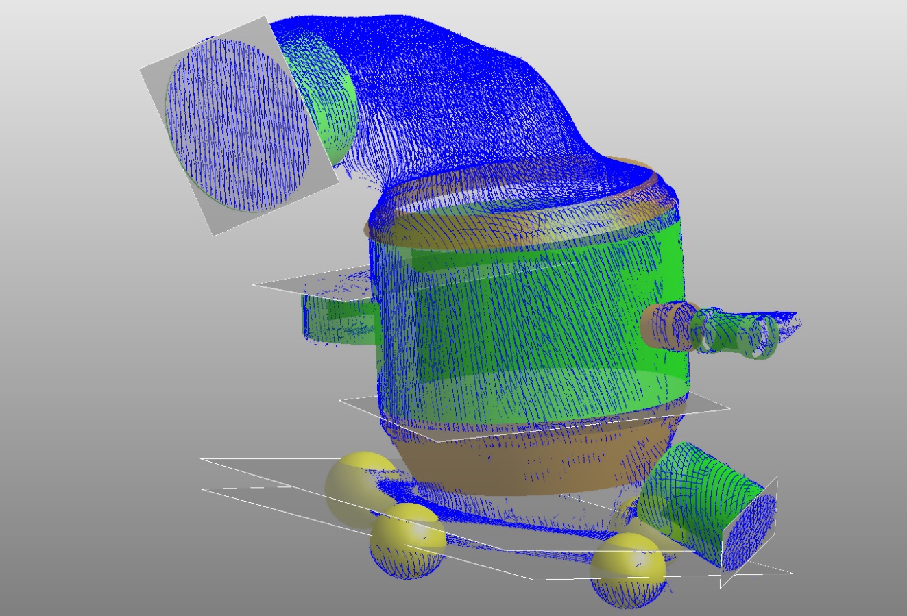 Punktwolken eines Abgaskonverters bei der 3D-Messung