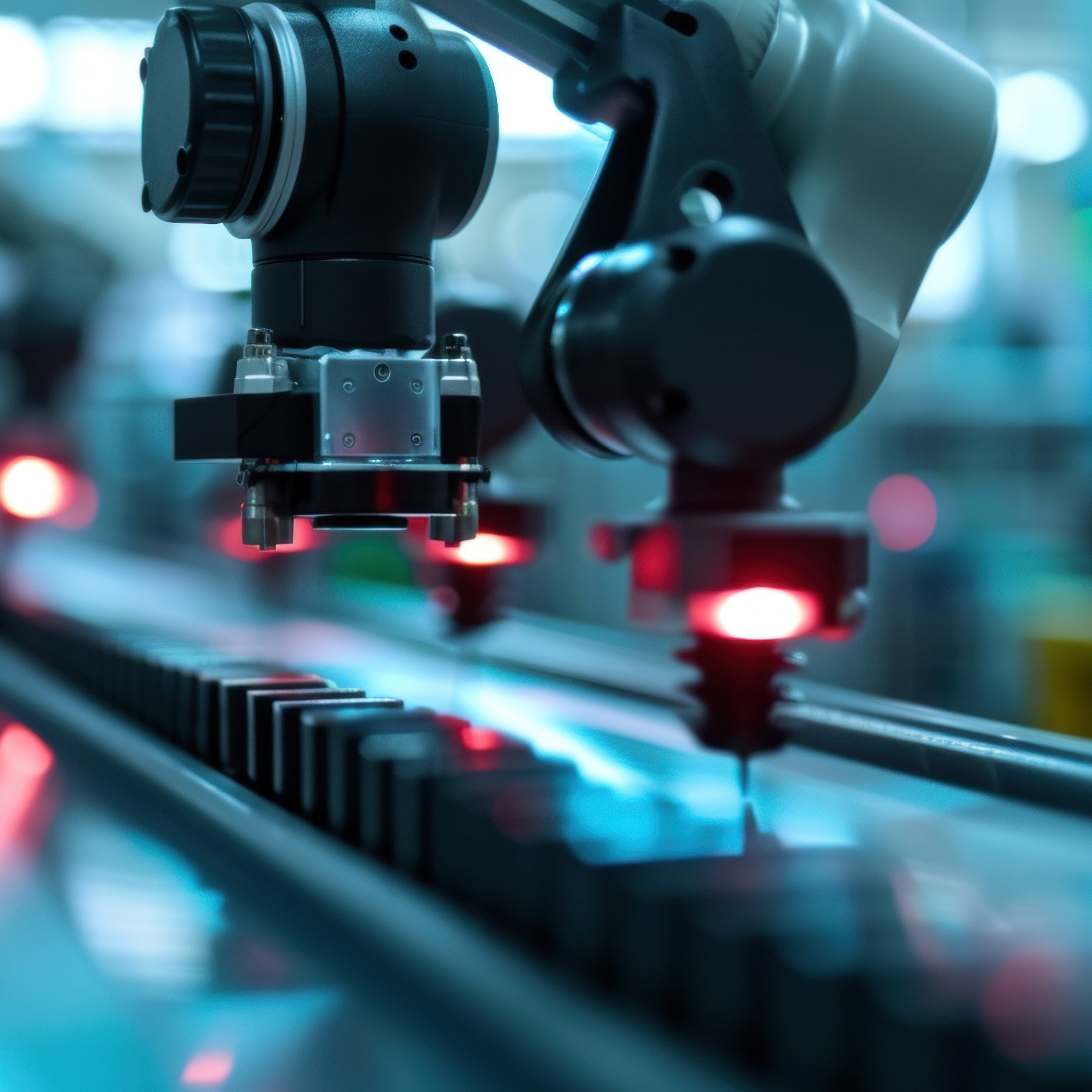 Produktionslinie mit eingebetteten Sensoren und intelligenten Kameras