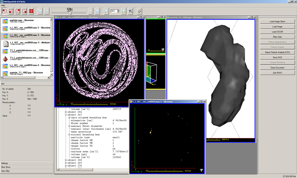 Screenshot der graphischen Benutzeroberfläche von MAVIparticle