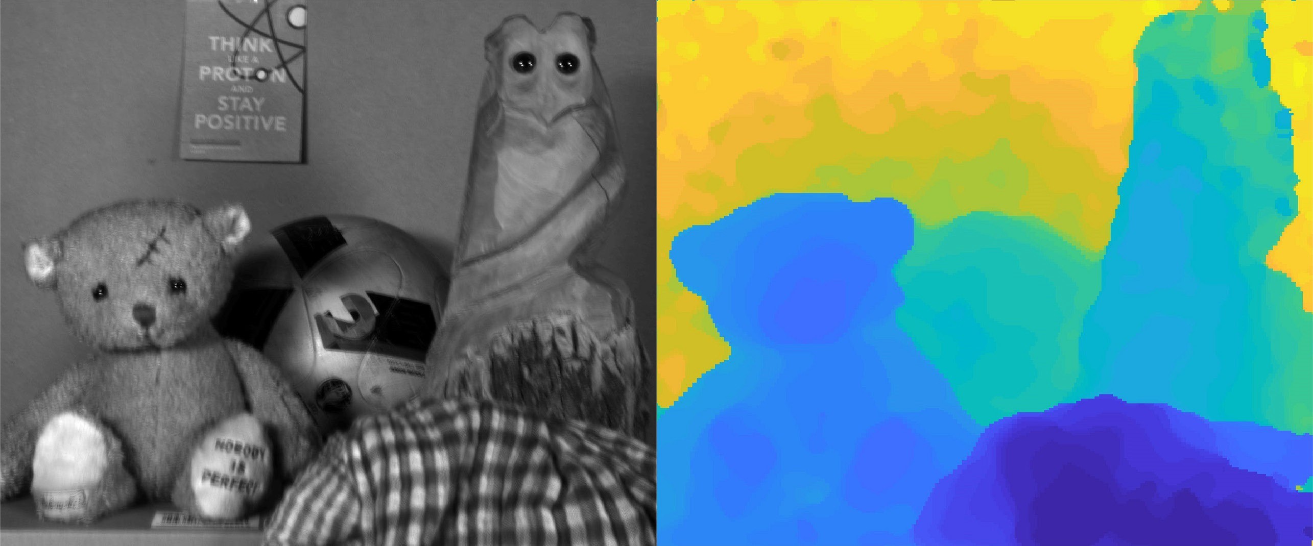 Rohbild und rekonstruiertes Tiefeprofil Monukulare 3D-Kamera - Tiefenprofil