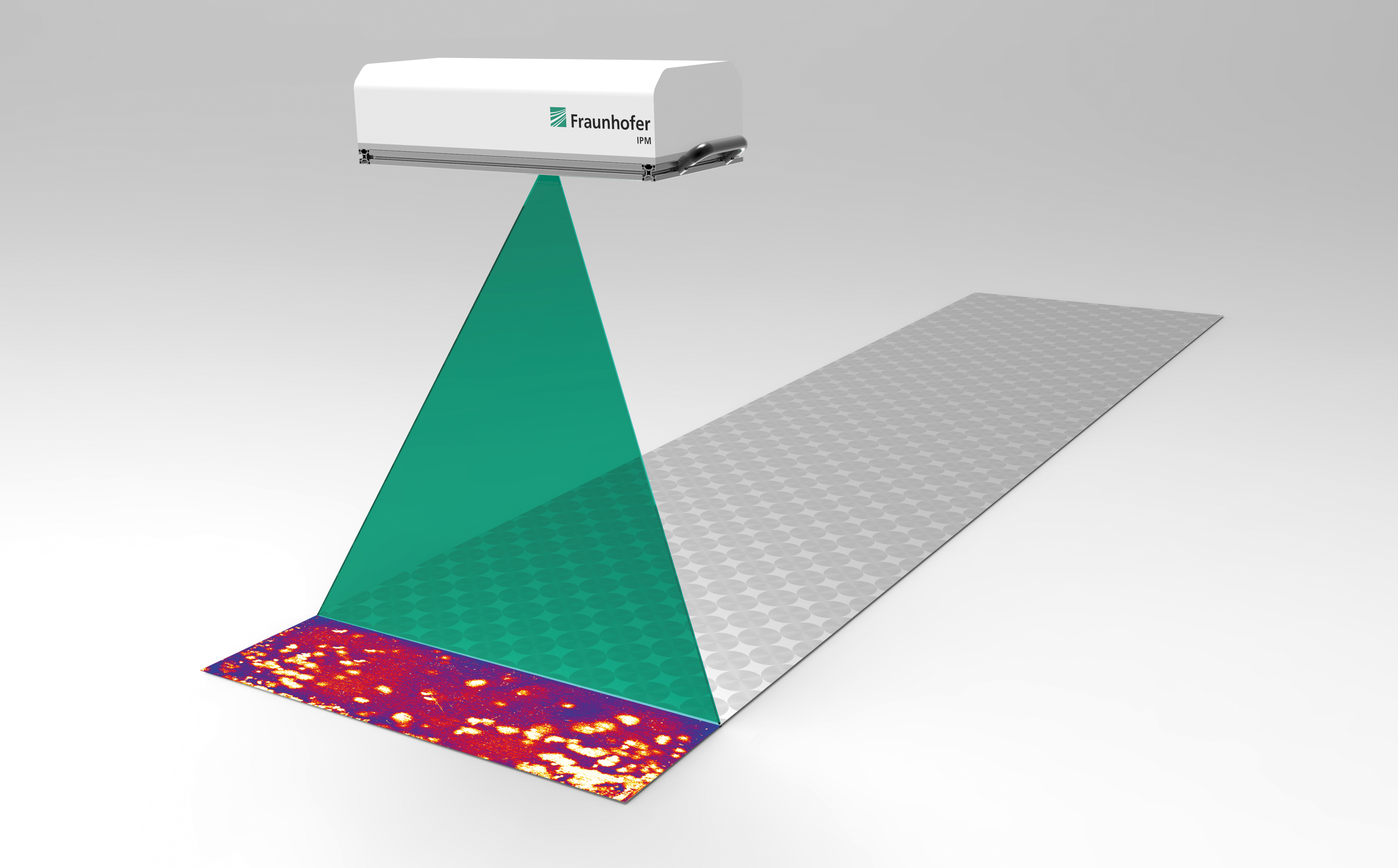 Ein UV-Laserstrahl scannt über das gesamte Objekt. 