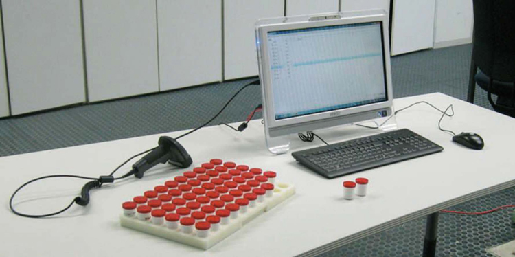 Die Probenerfassungsstation des SeedInspectors mit Barcode-Leser