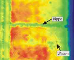 Thermographie macht Wabenstruktur Rippe sichtbar