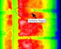 Wabenstruktur einer defekte Rippe (Thermographie)