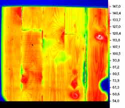 Unterschiedlicher Temperaturverteilung erkennbar auf einem Thermogramm