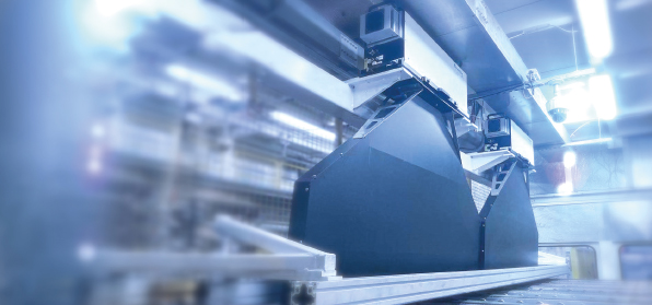 F-Scanner mit Laserschutzvorrichtung zur Beölungsmessung in der Produktionslinie eines Presswerks