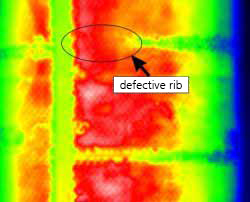 Thermography honeycomb structure defective rib