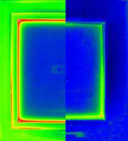 Thermographic images, window with a thermal cladding
