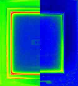Thermographic images, window with a thermal cladding