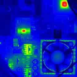 Thermographic images, motherboard with thermal protection shell
